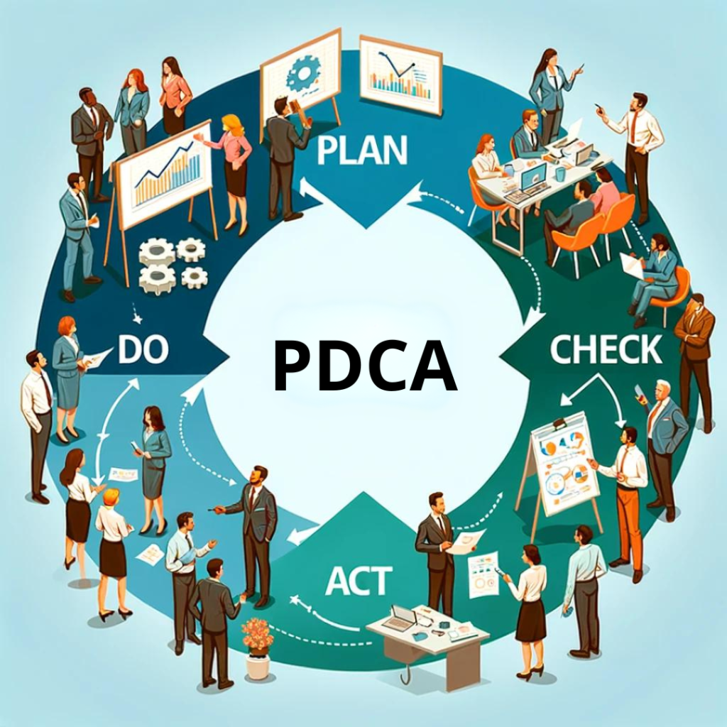 PDCA-cykeln. En av huvudmetoderna inom ständiga förbättringar.
