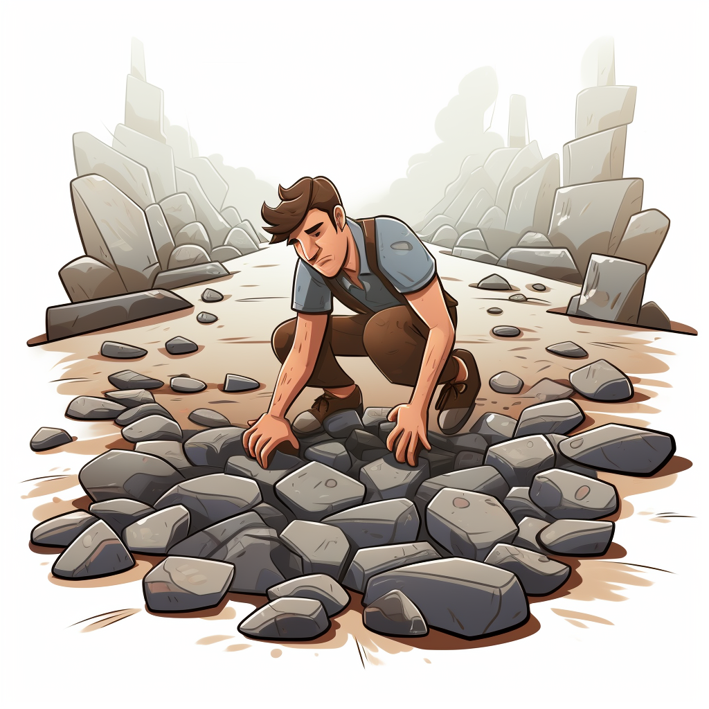En person som börjar skapa en väg sten för sten. Bilden symboliserar teorierna inom Kaizen att något byggs steg för steg - ofta i små steg.